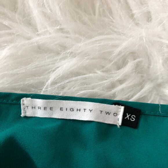 Three Eighty Two XS Green Caftan Mini Dress‎ Jungle V-Neck Cap Sleeve NWT - Picture 8 of 8
